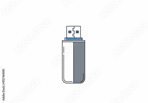 Modern digital portable flash drive for data storage and transfer isolated on white background simple clean design element