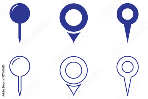 Flat icon set of location and map pins. eps 10