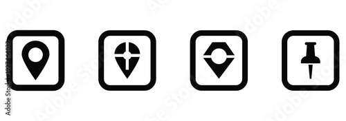 Navigation pin icon set.