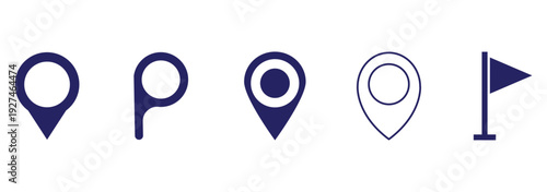 Set of location pin icons. Map marker pointer symbols, GPS location. Navigation map, location navigation icon, geo location point. Vector illustration.