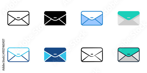 Email icons set multiple style collection. Editable stroke 
