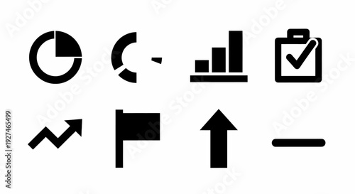 Business Data Visualization Icons Set for Analytics and Growth Tracking Collection