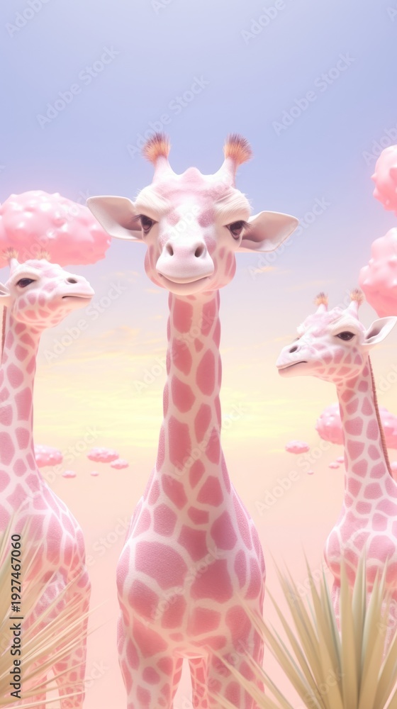 Fototapeta premium Baby giraffe in desert wildlife cartoon animal.