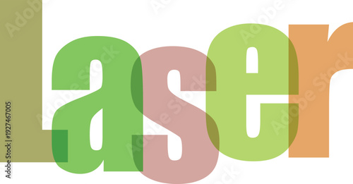 Laser text in translucent pastel colors with bold overlapping letters and soft shadows on grey checkered background for technology concept