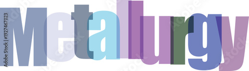 Metallurgy text title with colorful letters and shadow effect on checkerboard background