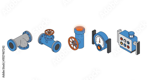 Industrial pipeline components and water meters for fluid control.