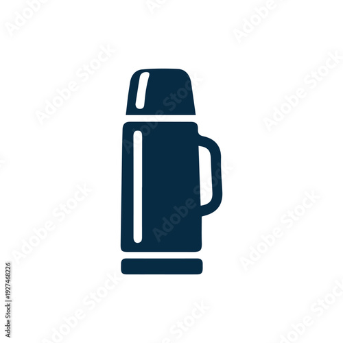Simple Dark Blue Thermos Flask Icon For Travel And Outdoor Adventures