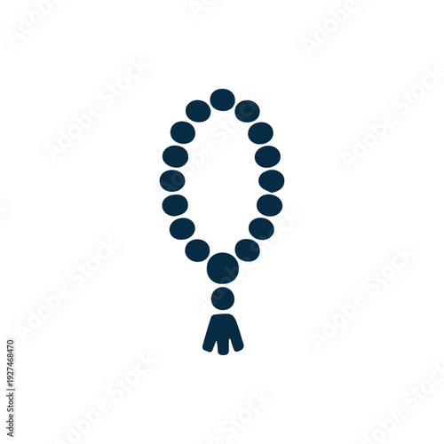 Simple Dark Blue Prayer Beads Icon for Meditation and Worship
