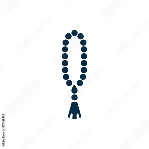 Minimalist Dark Blue Tasbih Prayer Beads Icon for Islamic Worship