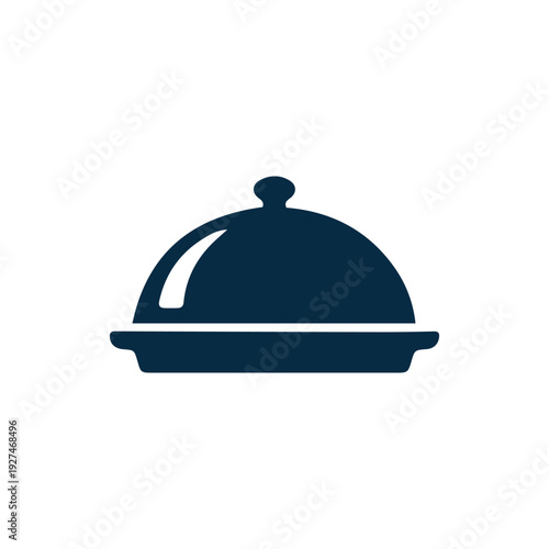 Elegant Dark Blue Cloche Icon For Restaurant And Catering Service