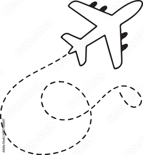Airplane with Heart Shaped Flight Path Outline Icon