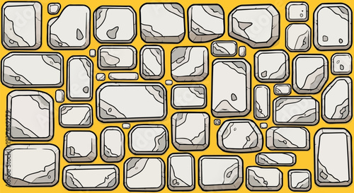 Vector cartoon colorful puzzle mosaic vibrant drawing asset