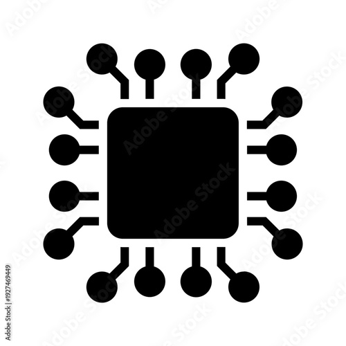 Microchip Processor Icon Vector Technology Symbol