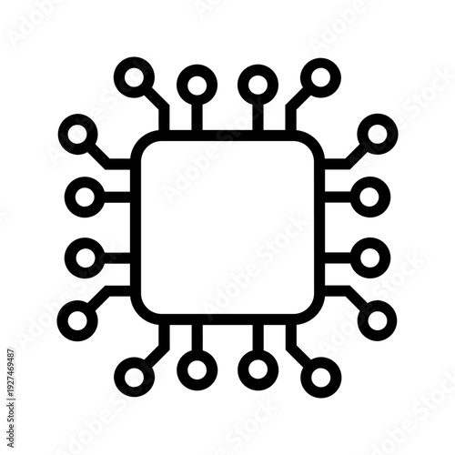 Microchip Processor Icon Vector Technology Symbol
