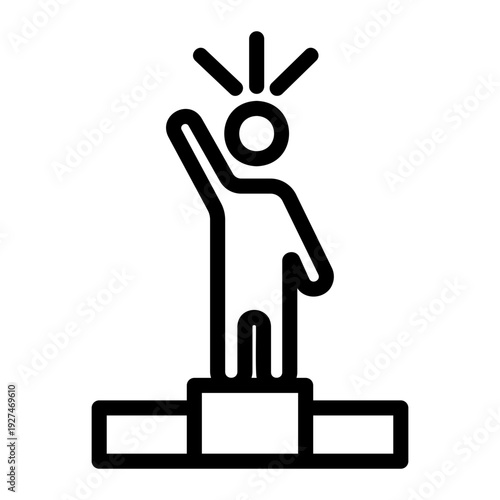 Person raising hand Line Icon