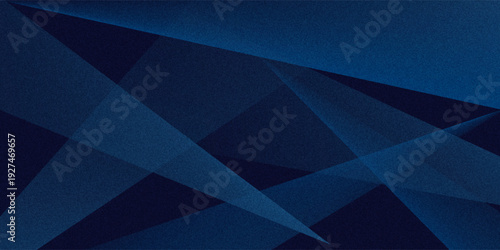 Black dark navy blue silver abstract pattern background. Geometric shape. Line triangle angle fold polygon diamond 3D. Color gradient ombre. Rough grain noise. Light shadow.