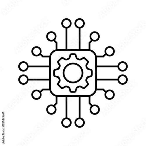 Microchip Processor Icon Vector Technology Symbol
