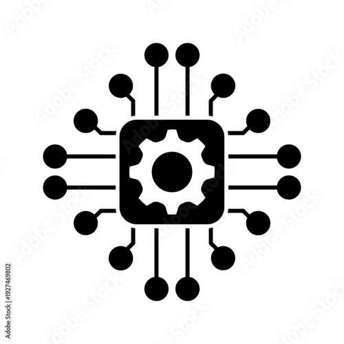 Microchip Processor Icon Vector Technology Symbol