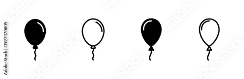 Balloon icon set. party balloon icon decoration birthday vector. Balloon black silhouette icon
