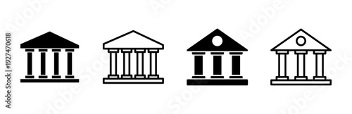 Bank icon set. bank vector icon, museum, university