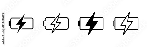Battery icon set. battery charge level. battery charging icon
