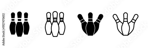 Bowling icon set. bowling ball and pin icon. bowling pins