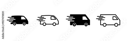 Fast shipping delivery truck icon set. Delivery truck icon. fast delivery icon