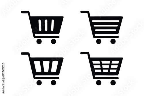 set of Shopping Cart icon silhouette vector illustration isolated on white background