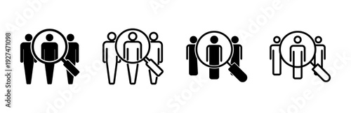 Hiring icon set. Search job vacancy icon. Human resources concept. Recruitment