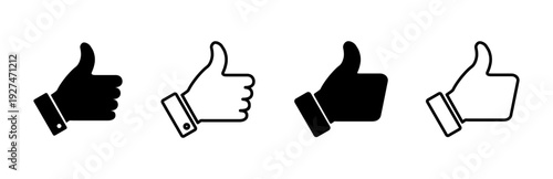 Thumbs up icon set. Hand like. Like icon vector.