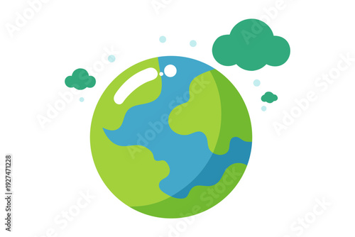 A colorful illustration of the Earth with clouds, representing our planet and environment.