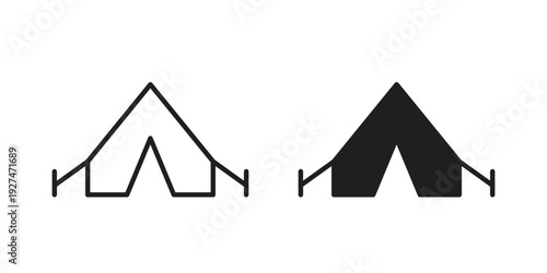 Tent icon. Outline and flat icons collection. EPS10