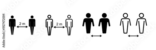 Social distance icon set. social distancing icon. self quarantine sign