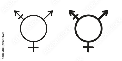 Transgender icon. Outline and flat icons collection. EPS10