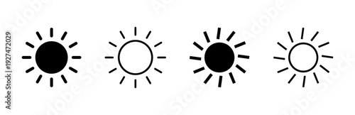 Sun icon set. Brightness Icon vector