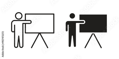 User chalkboard icon. Outline and flat icons collection. EPS10