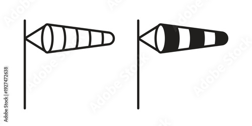 Windsock icon. Outline and flat icons collection. EPS10