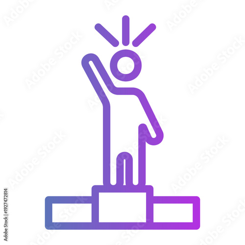 Person raising hand Line Gradient Icon
