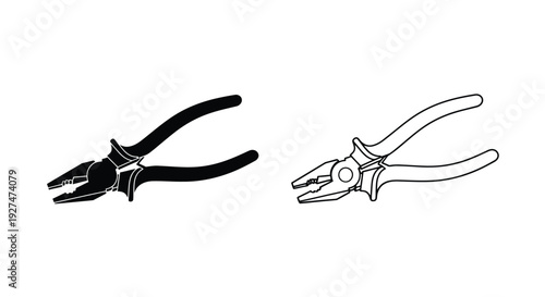 Two depictions of combination pliers one black one white