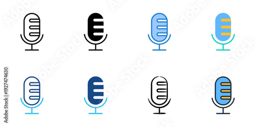 Podcast icons set multiple style collection. Editable stroke 
