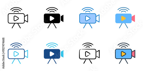 Broadcasting icons set multiple style collection. Editable stroke 
