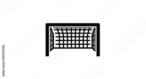 Simple black and white illustration of a soccer goal net