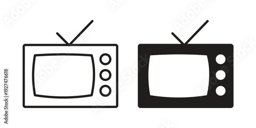 Tv retro icon symbol vector illustration on white background. Flat design.