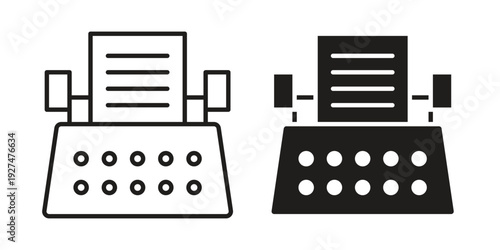 Typewriter icon symbol vector illustration on white background. Flat design.