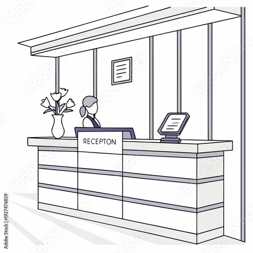 High-quality hotel reception graphics for digital design and microstock use.