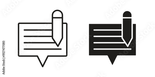 Writing feedback icon symbol vector illustration on white background. Flat design.