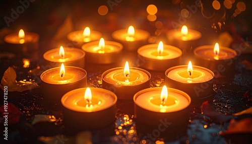 Wallpaper Mural Illuminating Serenity - A Collection of Warm Candlelight in the Darkness. Torontodigital.ca