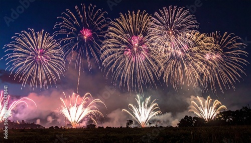 Wallpaper Mural Spectacular Fireworks Display Illuminating the Night Sky with Vibrant Colors. Torontodigital.ca