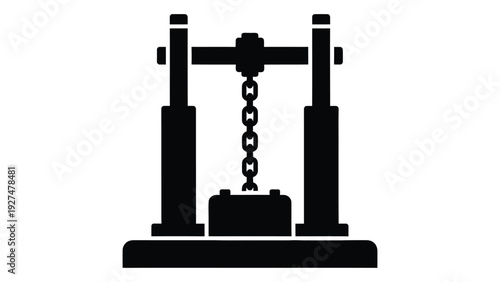 A black and white image of a machine with a chain isolated on white background, Vector