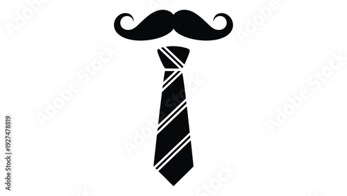 A tie and mustache on a white background isolated on white background, Vector